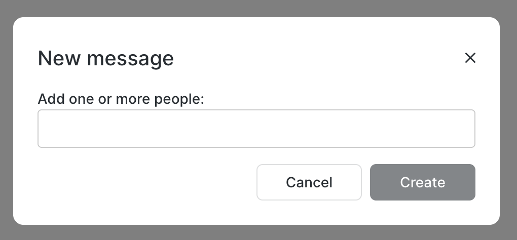 The New message dialog, where you add one or more people