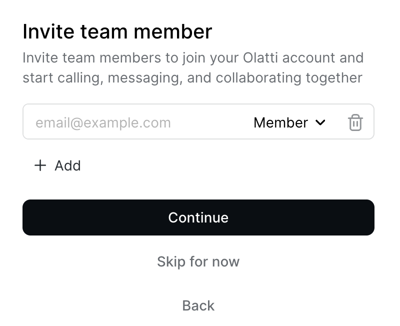 Invite team members, with the Admin or Member choice